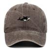 1ks Retro vypraná baseballová čepice s výšivkou žraloka pro ženy Muže Ležérní nastavitelná vypraná bavlněná čepice typu Dad Hat Unisex Klasické golfové čepice