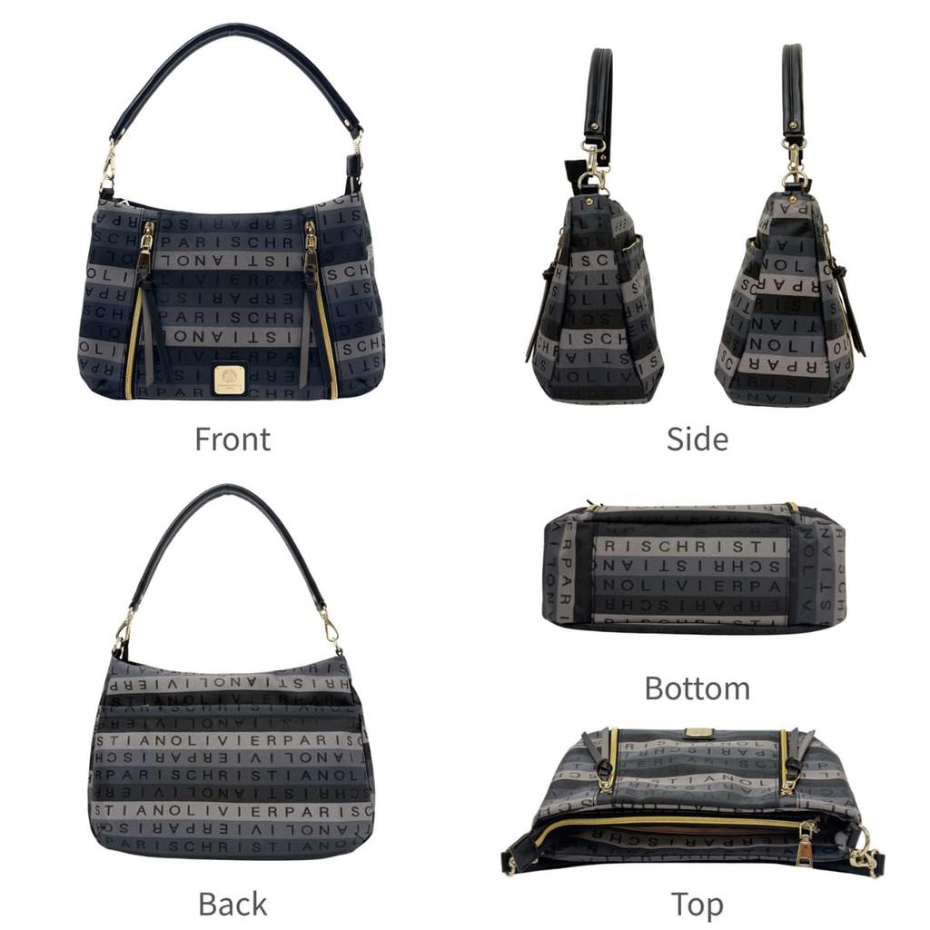 Christian Olivier 7702G 2-Way Shoulder Bag, Gradient Jacquard Weave, Lightweight, Water-Repellent (Black)