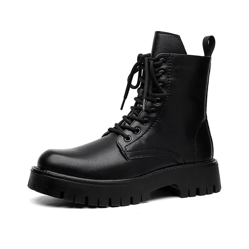 

Ботинки Martin осенне-зимние, средней высоты, с утолщенным голенищем, кожаные ботинки мужские в британском стиле с низким голенищем, кожаные ботинки 76261-R 38 чёрный