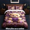 Teddy Bear Theme Custom Text Or Name 3Pcs Bedding Set,1 Flat Sheet & 2 Pillowcases Personalized Home Bedding