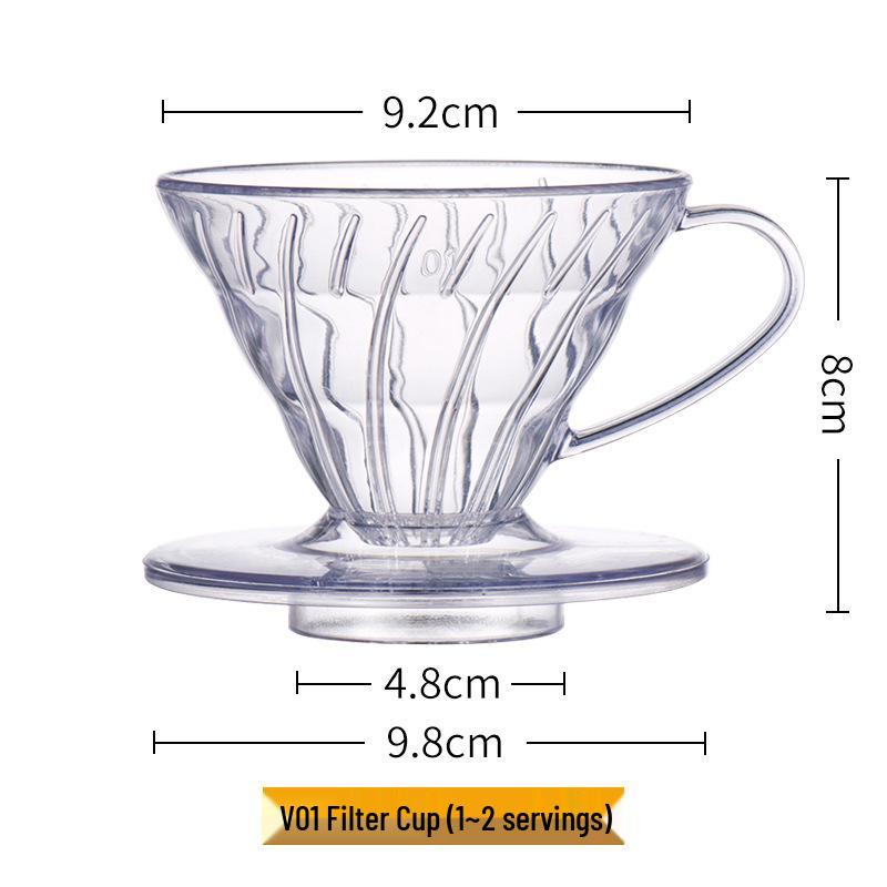 

V60 Прозрачная коническая капельная чашка-фильтр из смолы для кофе ручного приготовления, минималистичный дизайн со спиральным потоком (V01/V02). Single Unit