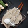 Stainless Steel Spoon Extended Pear Wooden Handle Frying Shovel Household Wok Shovel Large Colander Long Handle Chef Series