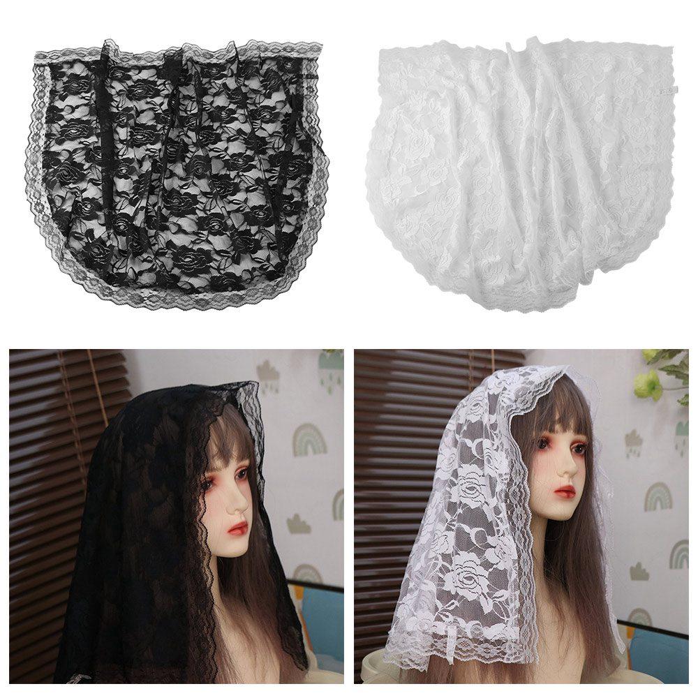 Romantischer Mantilla-Schleier D-Form Damen-Schal Traditioneller Vintage-Spitzen-Schleier Hochzeitszeremonie