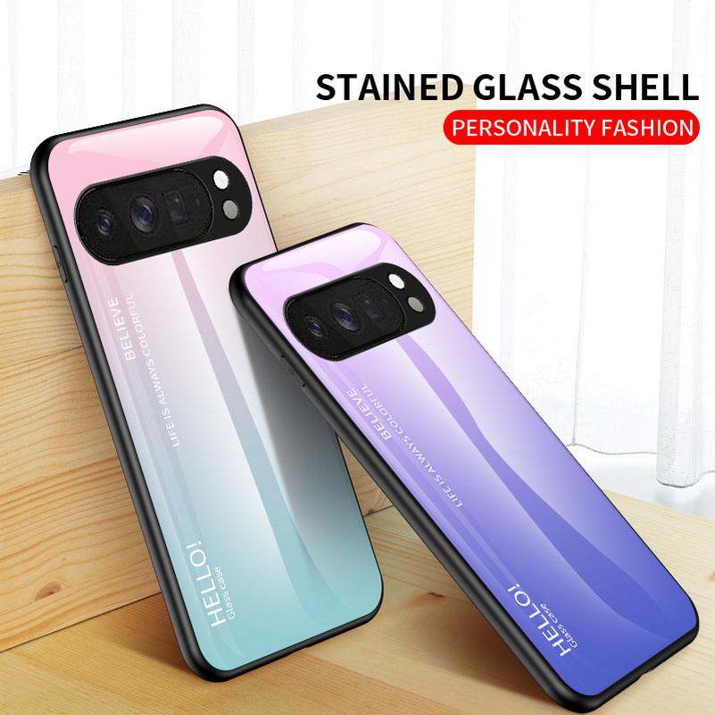 Gradient Tempered Glass Protect Case for Google Pixel10 Pro XL Pixel 10 Pro 10 9a 9 Pro 8A 8 Pro 7A 7 Pro 6A 6 Pro Glossy Cover