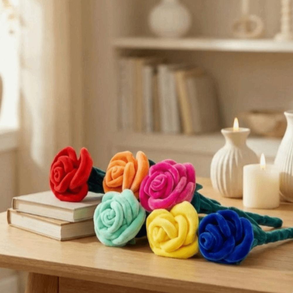Soft Stuffed Plush Rose Bouquet  Doll 9 Colors Colorful Rose Flowers Plush Toys  Home Decoration