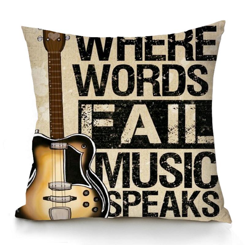 Retro Speaker Piano Rock Black White Cushion Cover Home Sofa Chair Pillow   Music Pop Band