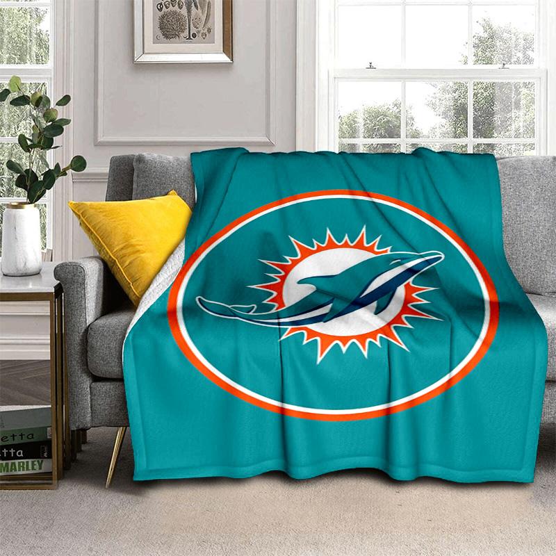 Vintage Miami Dolphins Team Logo Blanket Home Decor Soft And Comfortable Bedroom Sheet Outdoor Plush Blanket