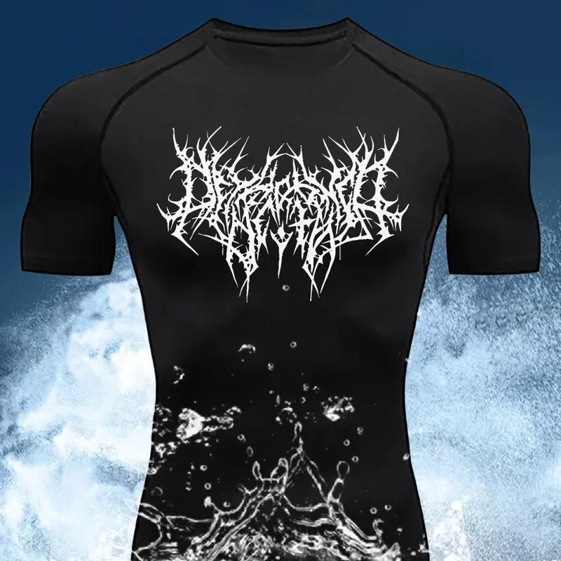 2D printed T-shirt men's summer two-piece sportswear running T-shirt elastic quick-drying sports top sports fitness shirt men's