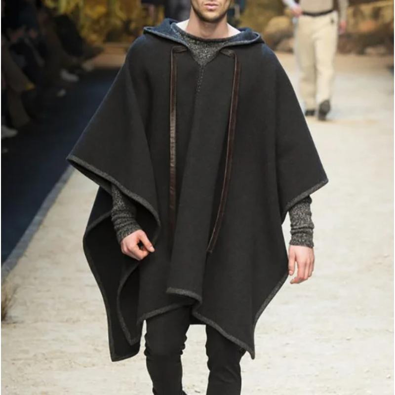 Adult Halloween Cosplay Costumes For Men Medieval Gothic Woolen Coat Middle Ages Renaissance Black Knight Clothing For Male