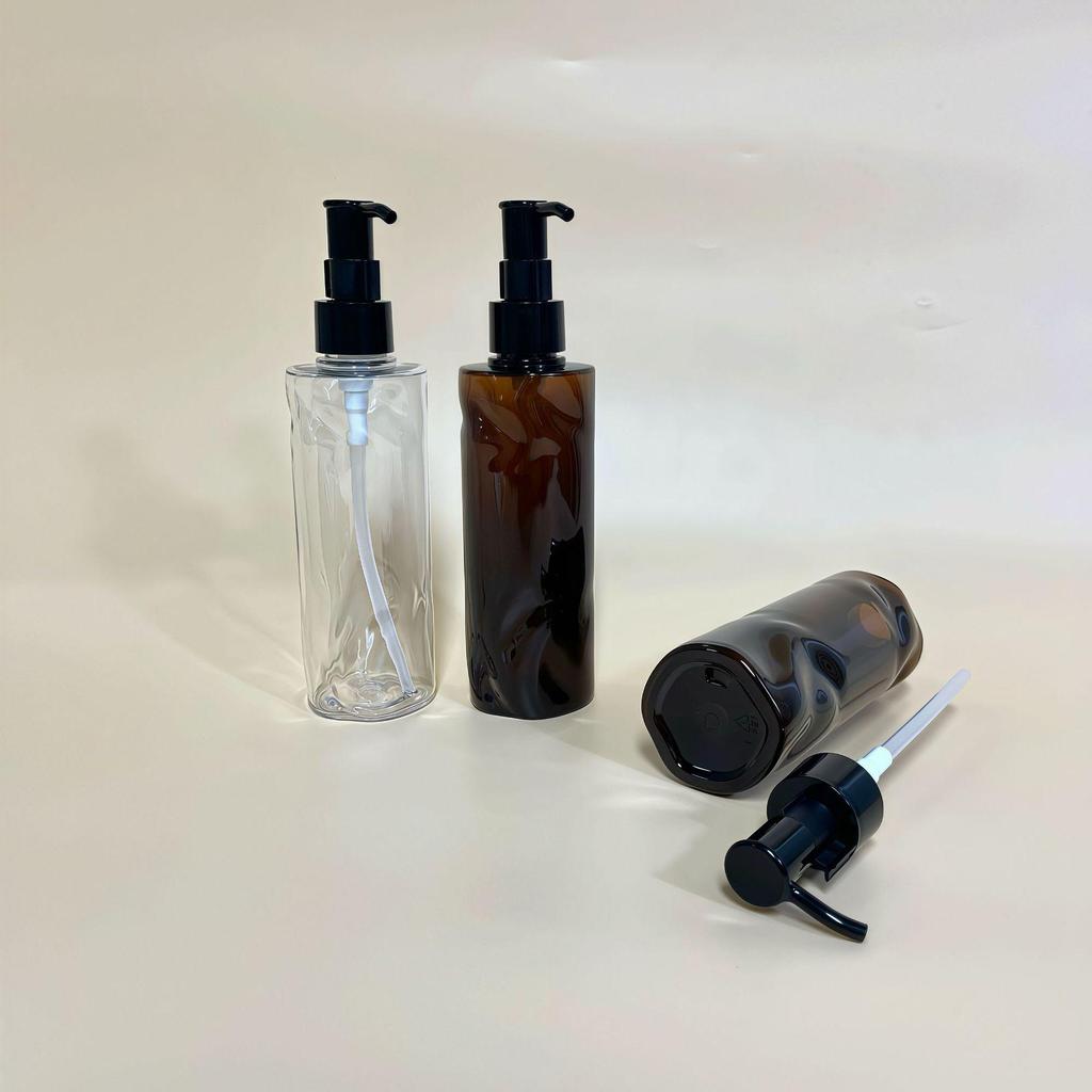200ml Translucent Brown PET Plastic Bottle for Lotion, Hair Oil, Makeup Remover, or Facial Cleanser