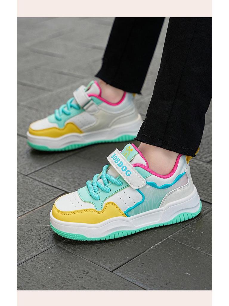 Bobodou Girls' Breathable Leather Canvas Shoes - Versatile Casual Sneakers for Spring and Autumn