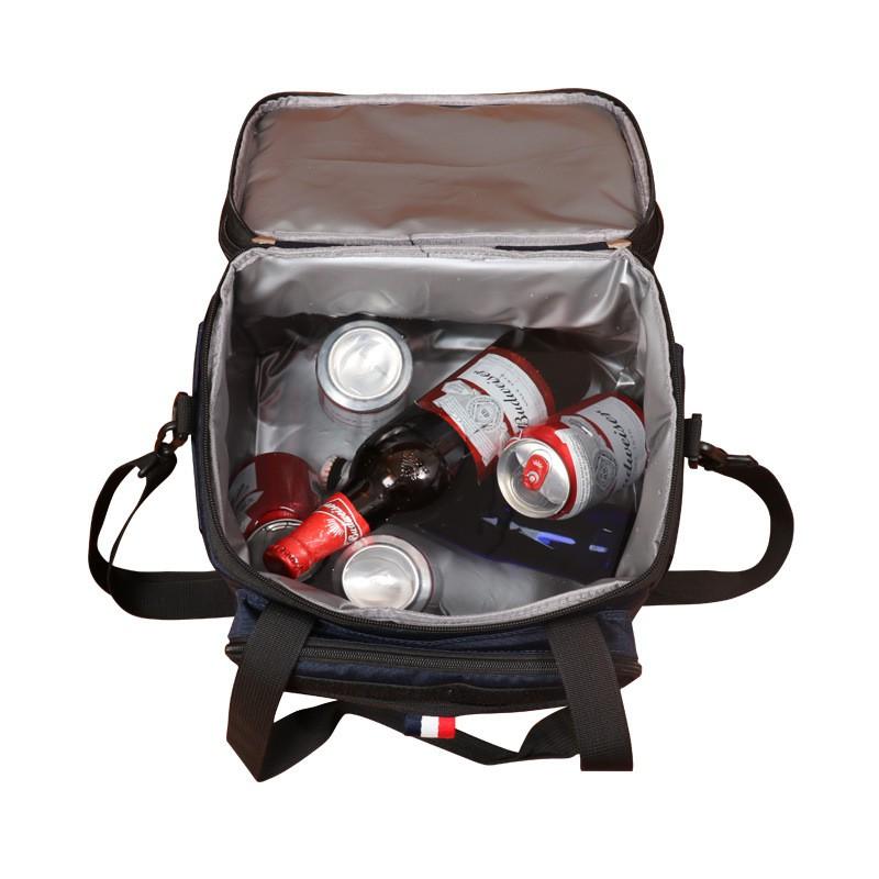 20L Insulated Lunch Bag With Double Ice Packs Expandable Capacity Portable Picnic Cooler Tote Modern Oxford Fabric