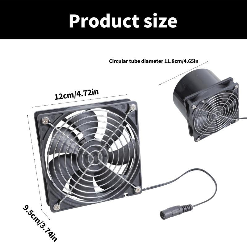 Ventilateur d'extraction d'air 12cm à vitesse réglable 3000RPM DC12V avec contrôleur à grille de protection pour utilisation en cuisine et en serre