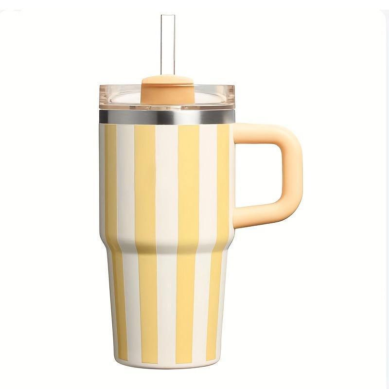 Garrafa Térmica de Água de 20oz Com Alça e Canudo Utensílio para Beber Quente Frio Aço Inoxidável Garrafa Térmica Portátil Copos de Café para Carro Caneca Térmica