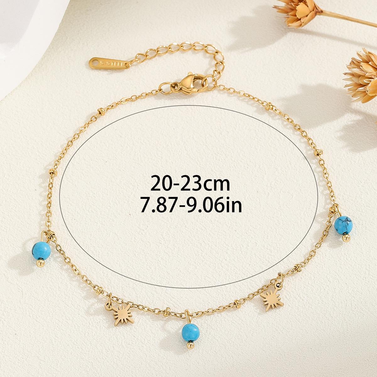 

Женский летний пляжный браслет на ногу из 18-каратного золота с кисточкой из синей бирюзы в виде звезды золотой