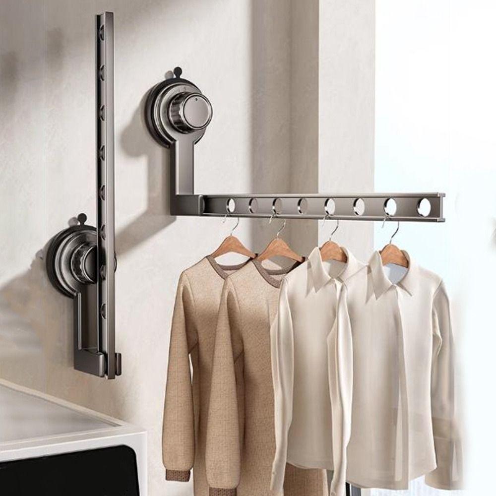 Space Aluminum Folding Clothes Drying Rack Non-Punching Retractable Laundry Rack for Home