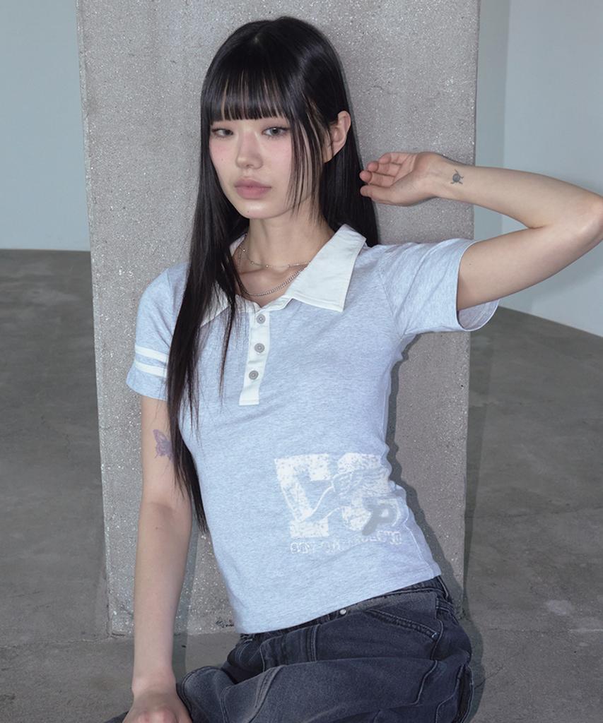 PRENDA Track-Line Polo Short Sleeve Gray