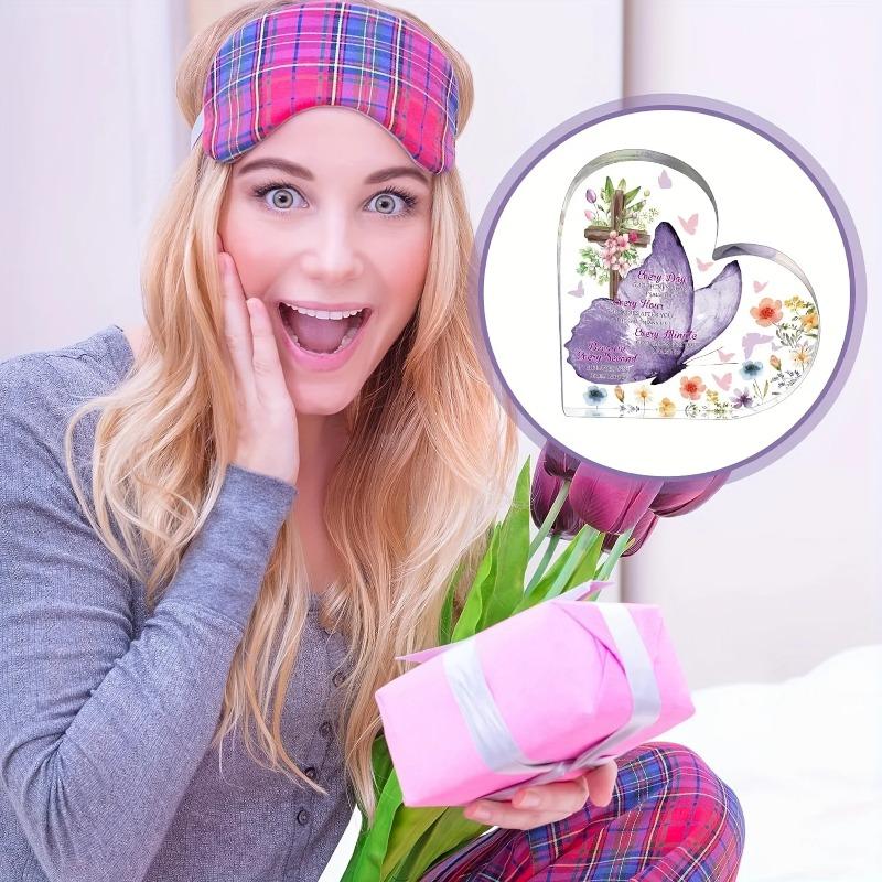 2D Flat Inspirational Religious Gifts Butterfly Acrylic Heart Shaped Desktop Decoration Plaque, Home Decor Plaque Hanging Wall Art Decorative Garden D