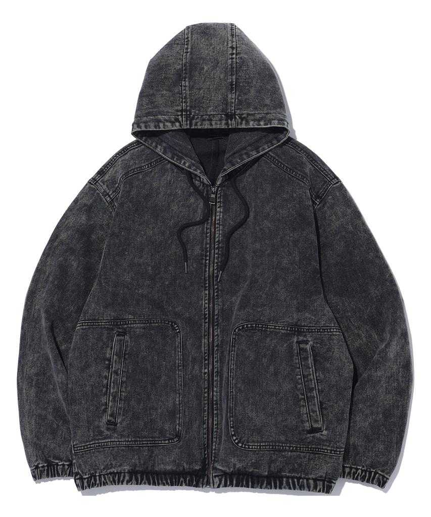 Annoyed Brushed Denim Zip-Up Hoodie Lq1Ju013_Grey