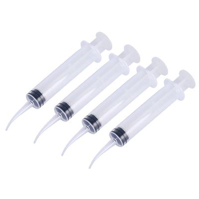 4 τεμ./Σετ 12Ml Διαφανής σύριγγα οδοντικής άρδευσης μιας χρήσης με κυρτή μύτη