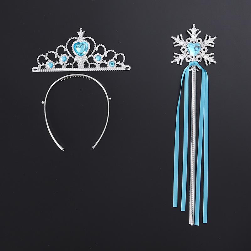 Fairytale Frozen Magic Wand & Jewelry Set: Princess Crown, Necklace, Gloves - Perfect Halloween or Birthday Gift for Girls