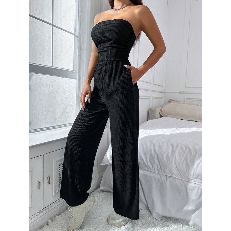 2025 European and American Sexy Sexy Tube Top Jumpsuit Women's Summer New Arrival Silm Slim Looking Easiest for Match Casual Wide-Leg Trousers