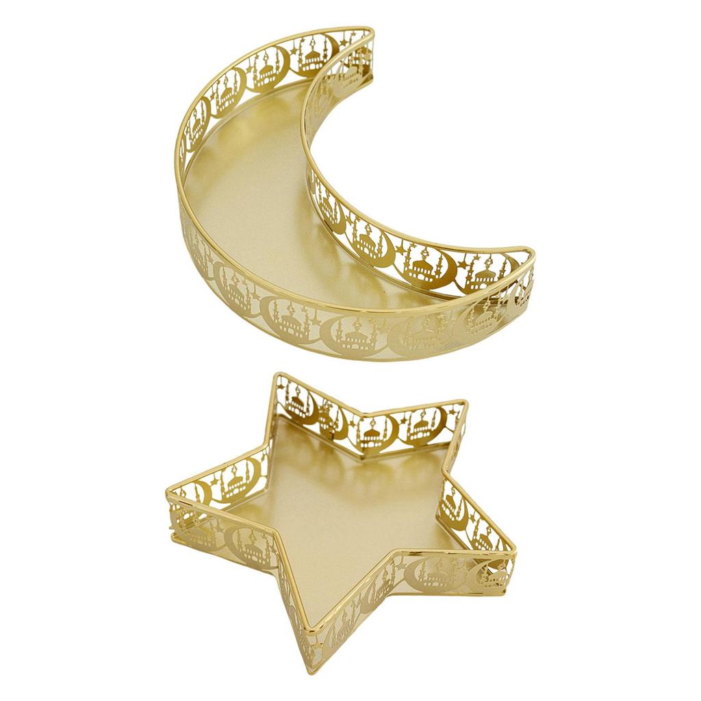 Moon Star Tray Eid Mubarak Tray Elegant Centerpiece Serving Platter for Events Family Gatherings Home Decoration Kitchen