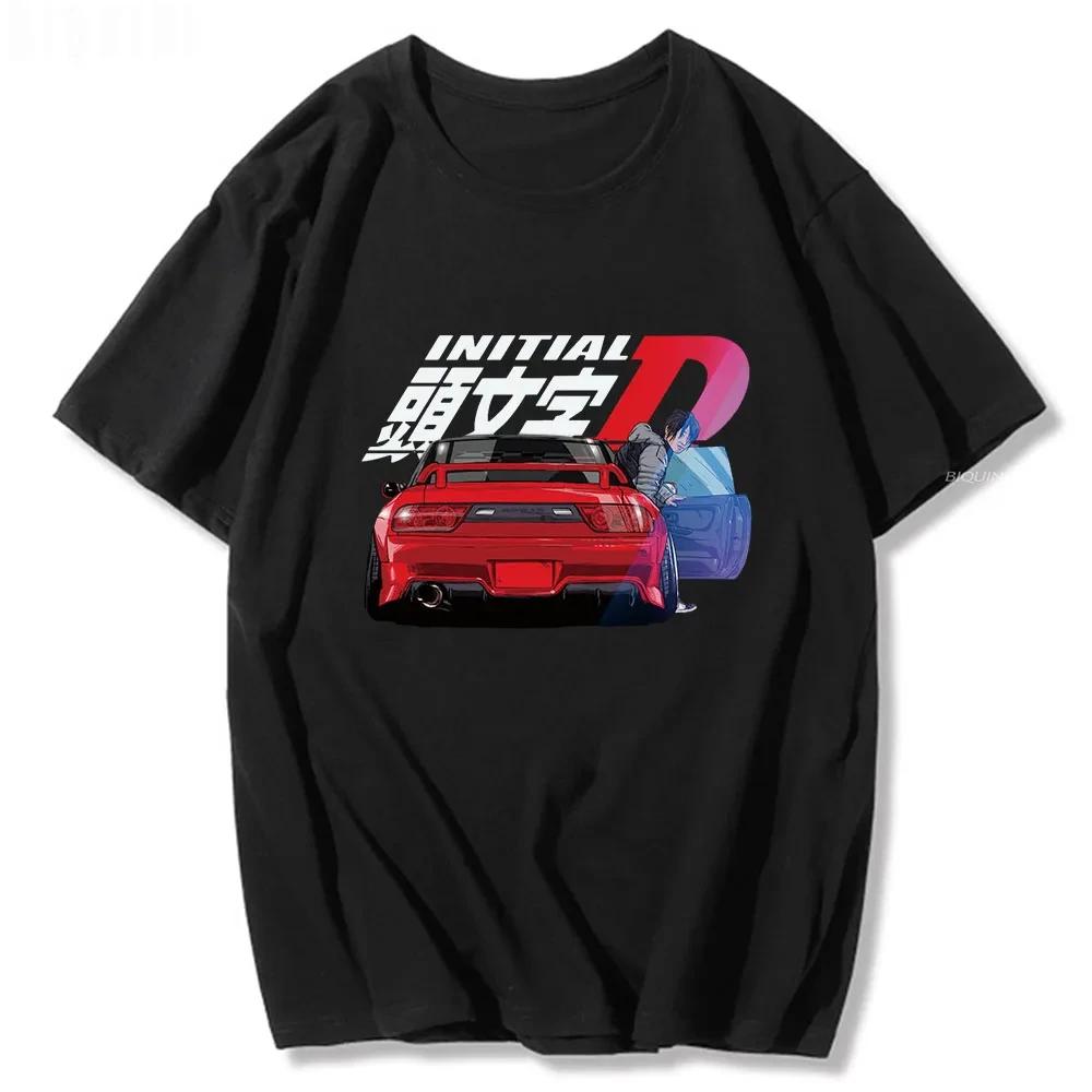 Divertente Maglietta Classica Initial D Girocollo Manica Corta Top Comodo 100% Cotone Estiva da Uomo Piccola Fresca Maglietta Tendenza Moda Maglietta