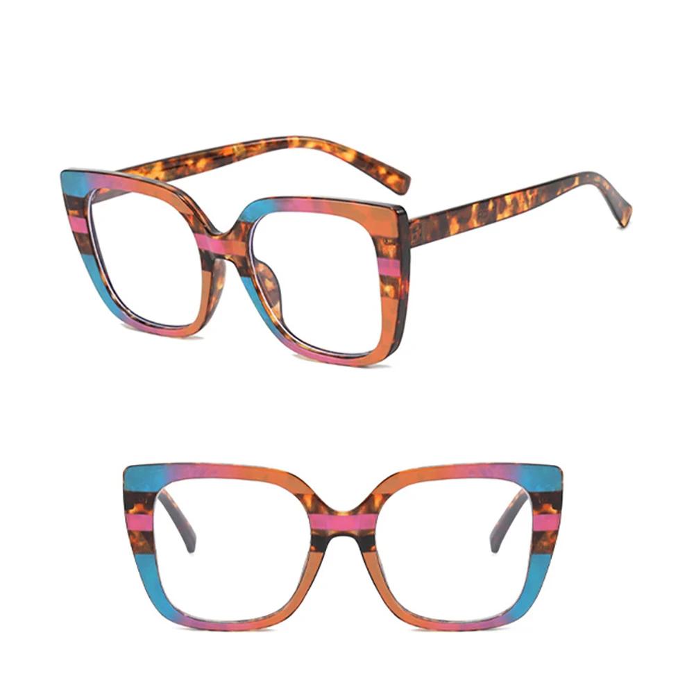 Women Large Frame Glasses Square  Brand Design Colourful Eyeware Anti-blue Light Glasses for Daily Use
