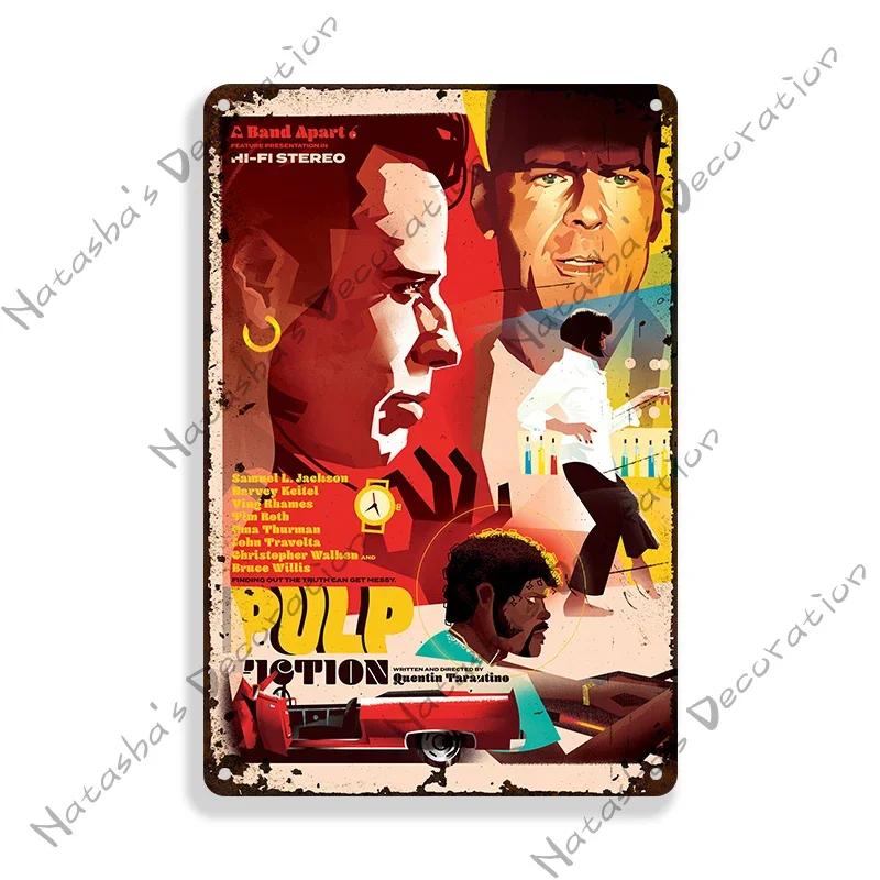 Pulp Fiction Rusty Movie Poster Metal Tin Sign Old Metal Signs Vintage Poster Man Cave Garage Metal Plaque Industrial Decor