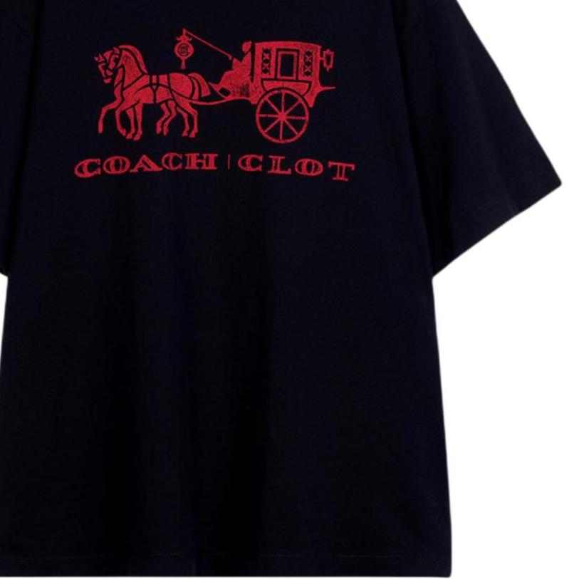 Coach X CLOT Collaboration Cotton Short Sleeve Round Neck Horse Graphic Drop Shoulder T-Shirt Women tops CDD83-B5H