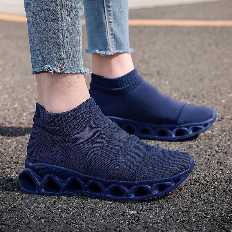 Fashion Knit Women's Summer Sports Shoes EVA Lightweight Platform Sneakers Women Sock Sneakers Breathable Comfy Woman Shoes 2025