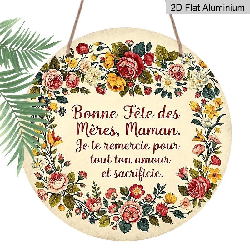 

2D Flat, Vintage-style French Aluminum Wall Decoration, Available in Various Sizes, with Mother s Day Greetings. Ideal for Home, Living Room, and 20*20cm