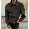 Spring and Summer New Women's Clothing Loose Polo Collar Long Sleeves Suede Locomotive Style with Belt Short Jacket