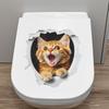 Fierce Cute Cat Breaking Through Wall Toilet Sticker Self-Adhesive Removable Bathroom Funny Home Decor Art