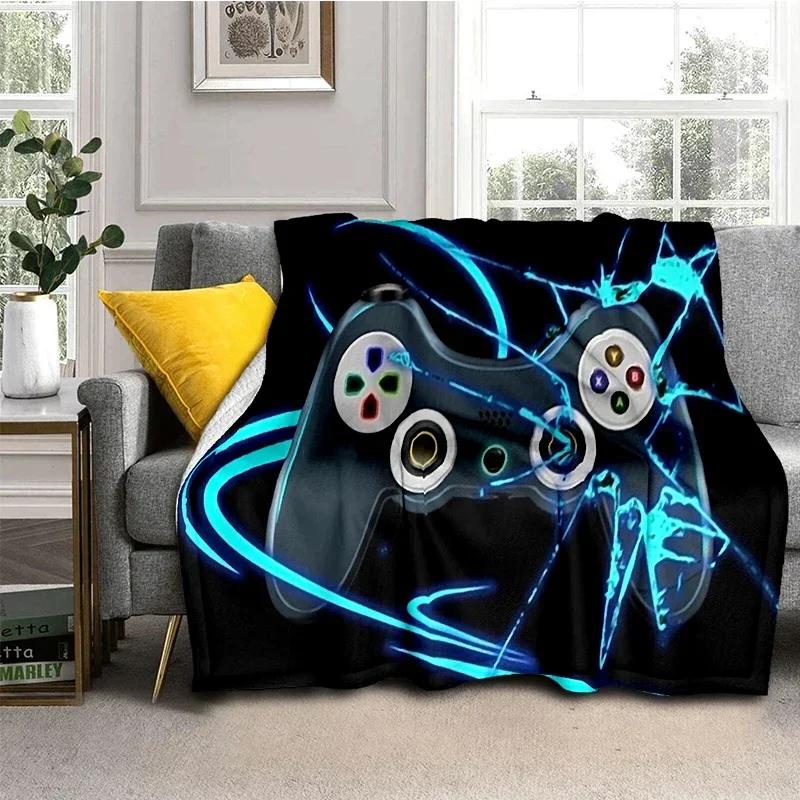 New Full Printed Game Blanket Controller Flannel for Couch Sofa Chair Travel Fashion Office Room Decor Soft Warm Throw