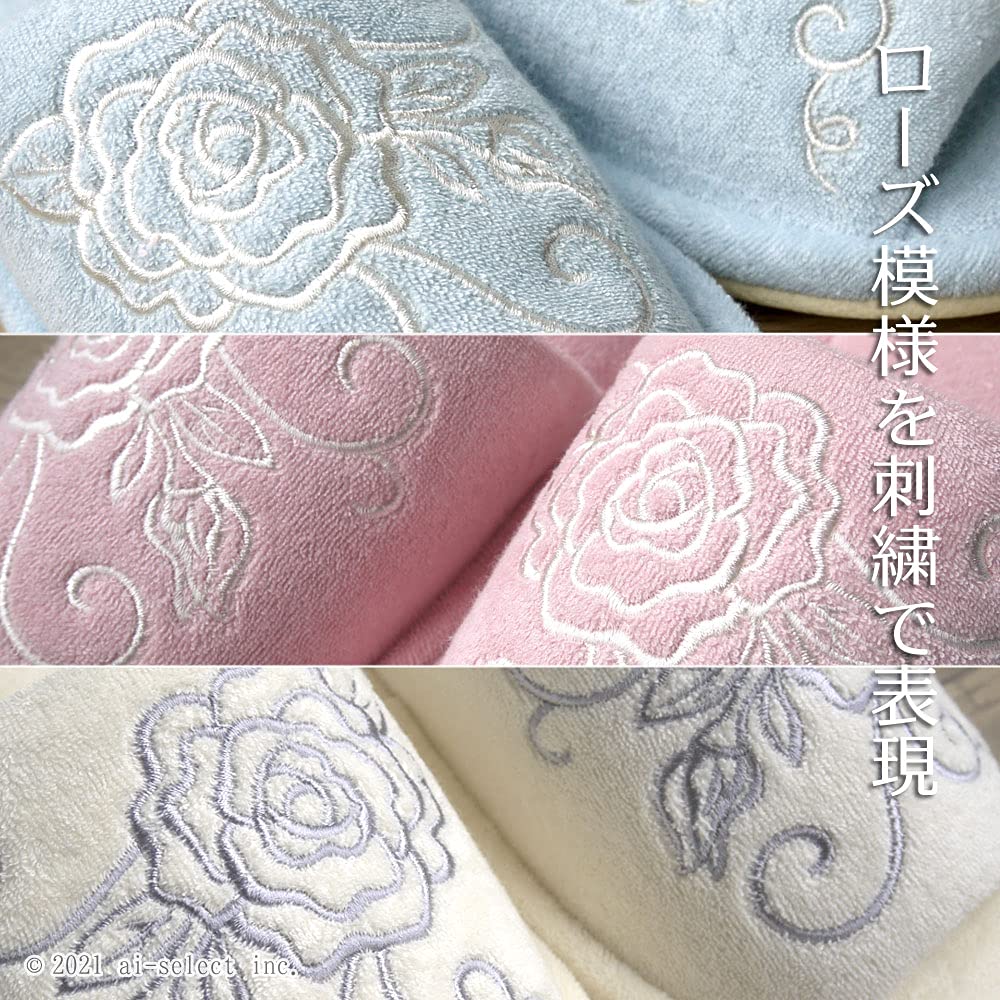 Amazon exclusive toilet mat set without lid cover and paper holder Clear rose Elegant rose pattern Rose Rose [White] "3-piece cover"