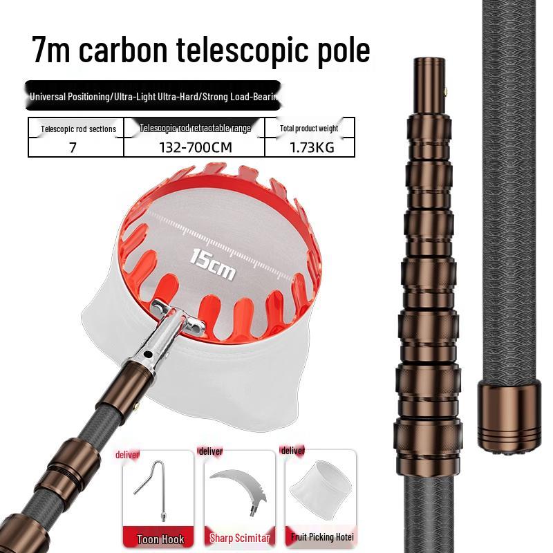 Telescopic Pole Fruit Picker for Persimmon, Loquat, Bayberry, Peach, Plum, Jujube, Apricot, and High-Altitude Harvesting