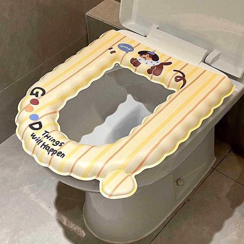 EVA Waterproof Antibacterial Toilet Seat Cover - Washable, Universal, Cute Design, Adhesive Cushion for All Seasons