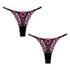 2 Pcs Women Thong Floral Embroidery See-through Lace Briefs