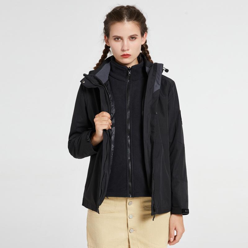 

Женская куртка для осени и зимы, уличная, три в одном, съемный двухкомпонентный комплект, плюс бархатная утолщенная ветрозащитная и водонепроницаемая куртка 3XL