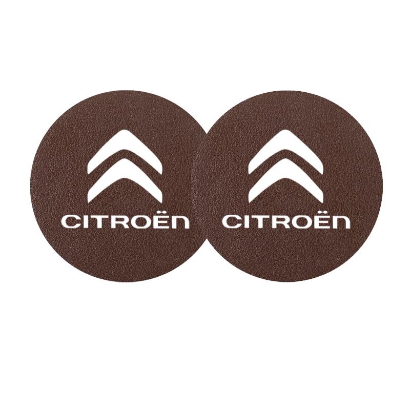 

2Pcs Car Coasters Water Cup Mats Waterproof Slot Pads For Citroen 2CV VTS DS3 DS4 DS5 RD3 Cross Grand Picasso Jumper Cactus Saxo