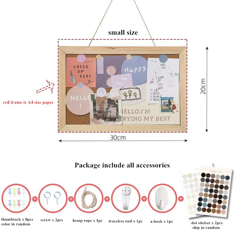 

MINKYS Kawaii Soft Wooden Letter Message Board Decorative Postcard Photo Wall Cork Board Memo Paper Background Board Stationery