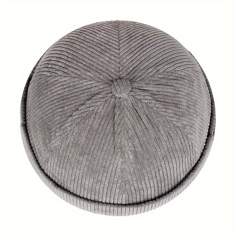 1pc Unisex Corduroy Beanie Cap - Solid Color, Lightweight, Snap Closure, Woven Polyester Fashion Hat for Spring/Autumn, Suitable for Thanksgiving