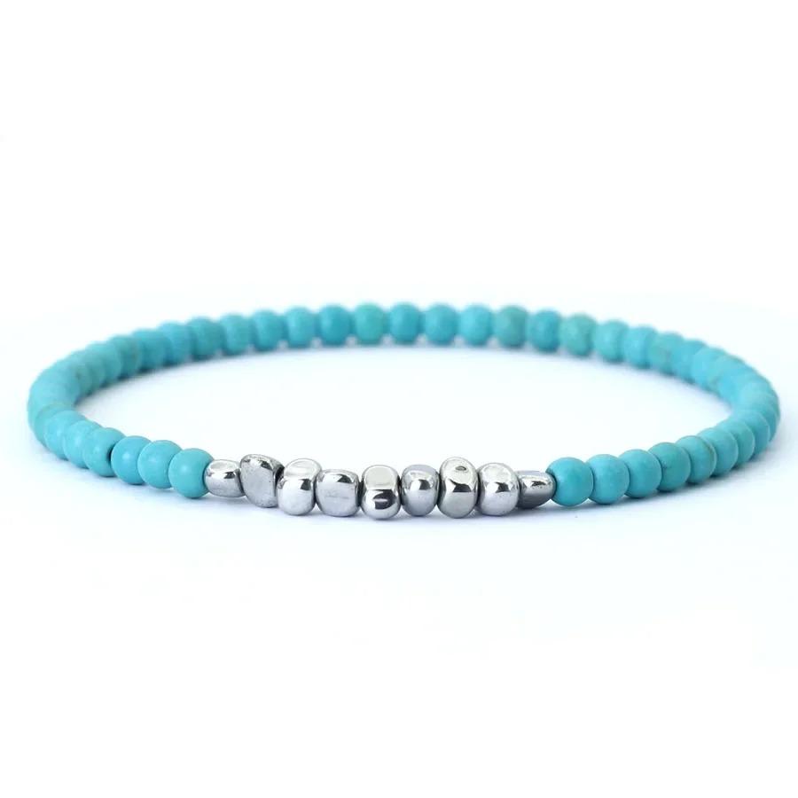 4mm Small Beaded Minimalist 4mm Stone Beads Bracelet Unisex Lucky Red Howlite Strand Braslet Natural Tiger Eyes Lava Gemstone Braclet Joias