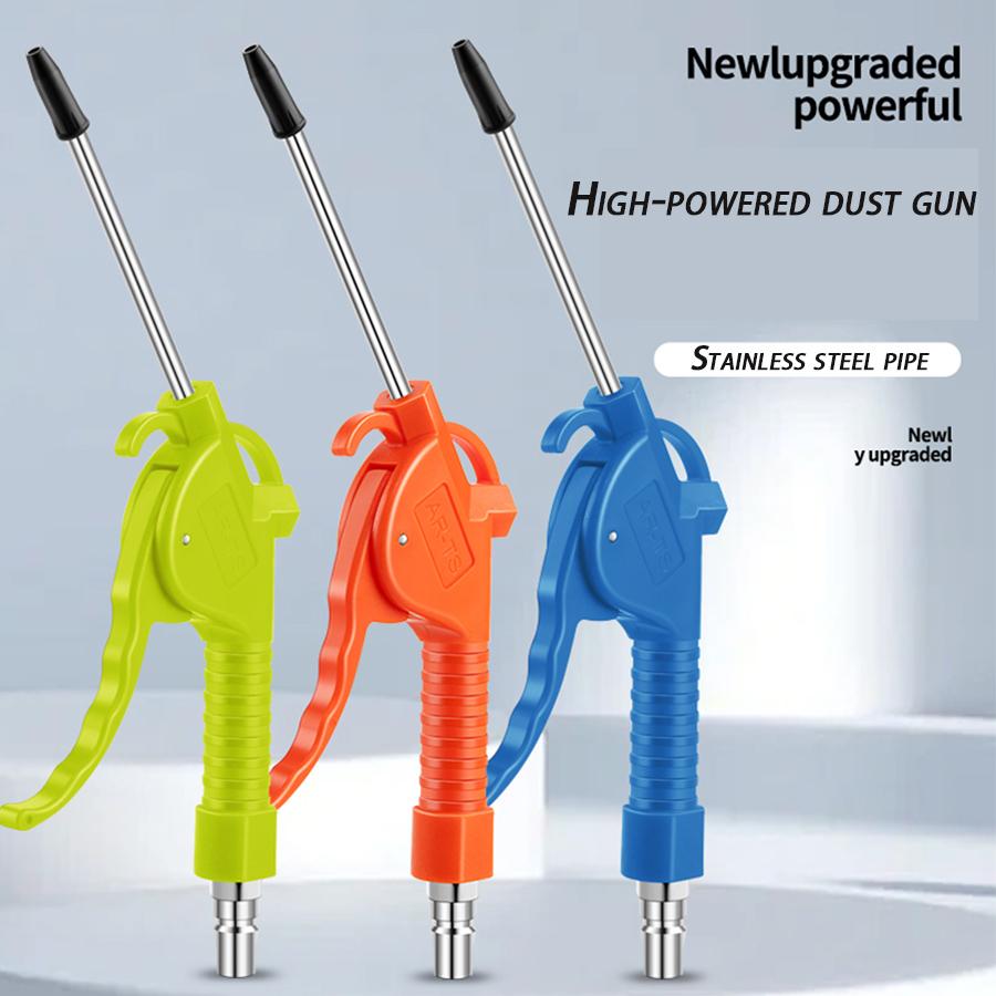 Air Blow Gun with 4" and 10.2" Long Angled Nozzle, Long Reach Industrial Air Blow Gun, Pneumatic Air Compressor Cleaning Tool