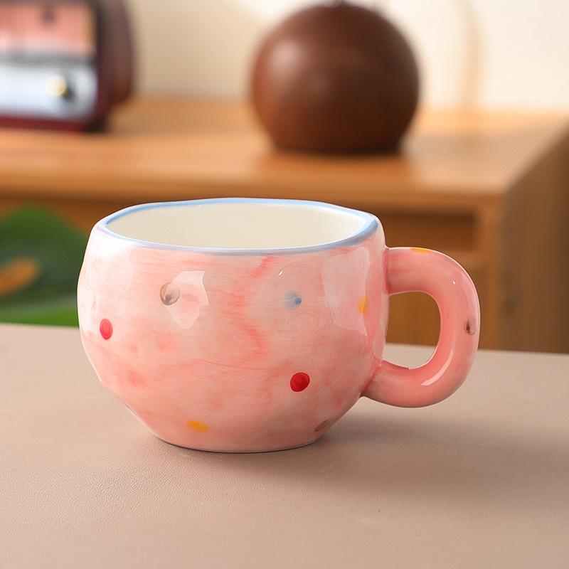 Koreanischer Ins-Wind handgepresste Liebe Keramik-Kaffeetasse, Nachmittagstee handbemalte Blumentasse hochwertiger Wasserbecher