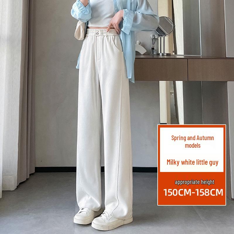 2024 Plus Size Fleece-Lined High Waist Wide Leg Pants for Women - Slimming Casual Autumn Winter Wear