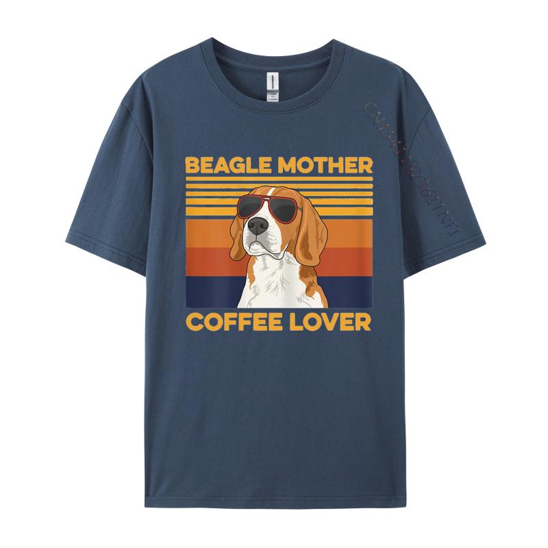 Mens TShirt Beagle Mother Coffee Lover Tee Shirt Arts Retro Cotton Clothes Graphic T Shirts 100 Cotton