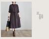 2025 Autumn Korean Style Cotton-Linen Polo Collar Elegant Long Sleeve Shirt Dress